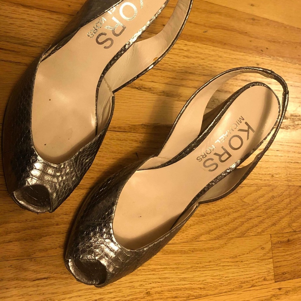 Michael Kors Vintage Silver Snakeskin Heels